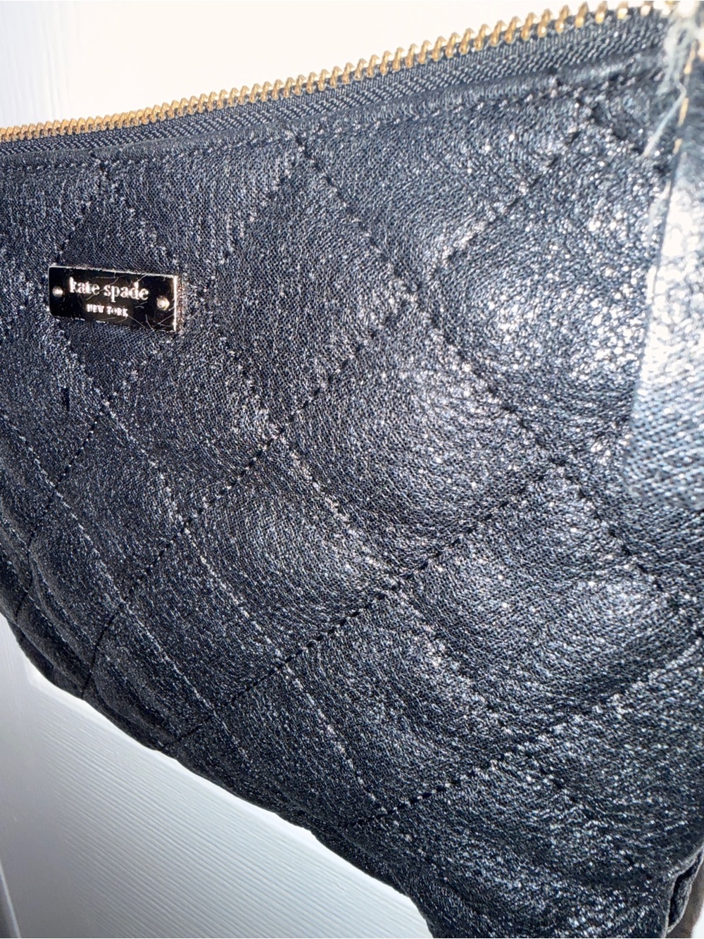 Kate Spade quilted black metallic leather crossbody